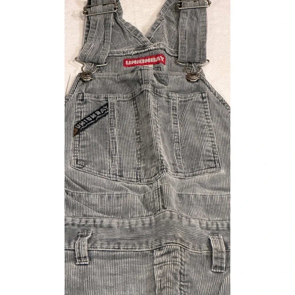 Union‎ Bay Grey Corduroy Overalls Vintage Wide Leg Bib Adjustable Strap Y2K Med